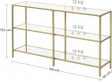 STOLIK KONSOLA BOCZNY ZŁOTY SZKŁO LOFT 130x73x30cm