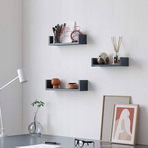 ZESTAW 3 PÓŁEK WISZĄCYCH SZARE POŁYSK LOFT ZESTAW 3 PÓŁEK WISZĄCYCH SZARE POŁYSK LOFT