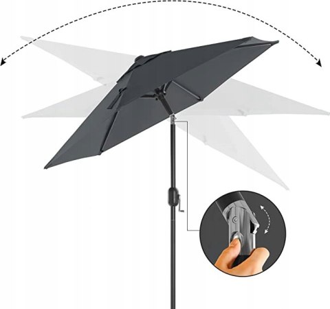 PARASOL OGRODOWY BALKON SZARY ANTRACYT SKŁADANY 2M PARASOL OGRODOWY BALKON SZARY ANTRACYT SKŁADANY 2M