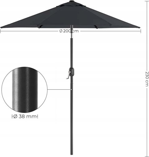 PARASOL OGRODOWY BALKON SZARY ANTRACYT SKŁADANY 2M PARASOL OGRODOWY BALKON SZARY ANTRACYT SKŁADANY 2M
