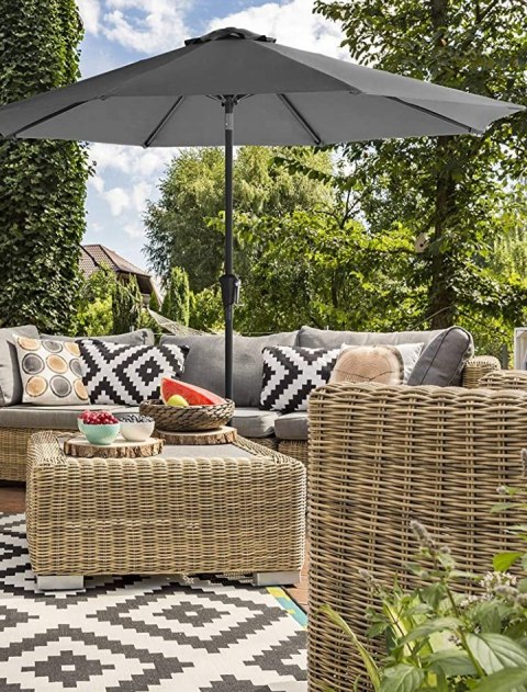 PARASOL OGRODOWY SZARY ANTRACYT 3 M KLASYCZNY PARASOL OGRODOWY SZARY ANTRACYT 3 M KLASYCZNY