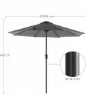 PARASOL OGRODOWY SZARY ANTRACYT 3 M KLASYCZNY