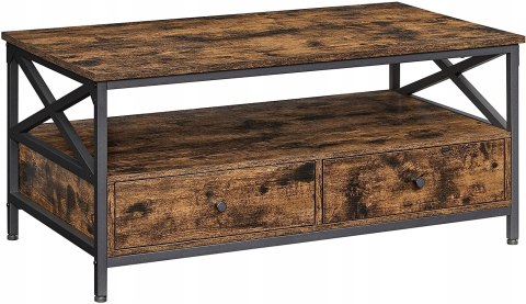 STOLIK VINTAGE RUSTYKALNY BRĄZ Z SZUFLADAMI LOFT 100 x 55 x 45cm STOLIK VINTAGE RUSTYKALNY BRĄZ Z SZUFLADAMI LOFT 100 x 55 x 45cm