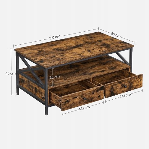 STOLIK VINTAGE RUSTYKALNY BRĄZ Z SZUFLADAMI LOFT 100 x 55 x 45cm STOLIK VINTAGE RUSTYKALNY BRĄZ Z SZUFLADAMI LOFT 100 x 55 x 45cm