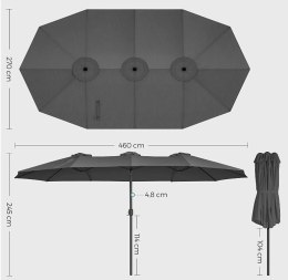 PARASOL OGRODOWY TARASOWY Z WYSIĘGNIKIEM CIEMNY SZARY 460 x 245 cm ANTRACYT