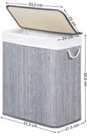 KOSZ NA PRANIE ZABAWKI BAMBUSOWY SZARY 100L