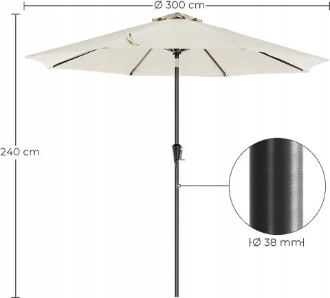 PARASOL OGRODOWY BEŻOWY KLASYCZNY 300 x 240 cm PARASOL OGRODOWY BEŻOWY KLASYCZNY 300 x 240 cm