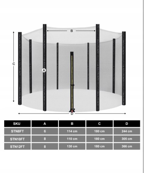 SIATKA DO TRAMPOLINY SONGMICS 12FT 366 cm SIATKA DO TRAMPOLINY SONGMICS 12FT 366 cm