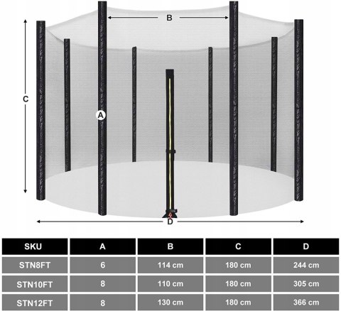 SIATKA OCHRONNA DO TRAMPOLINY 8FT Songmics 244 cm SIATKA OCHRONNA DO TRAMPOLINY 8FT Songmics 244 cm