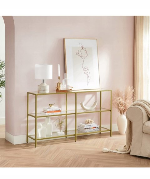 STOLIK KONSOLA BOCZNY ZŁOTY SZKŁO LOFT 130x73x30cm STOLIK KONSOLA BOCZNY ZŁOTY SZKŁO LOFT 130x73x30cm