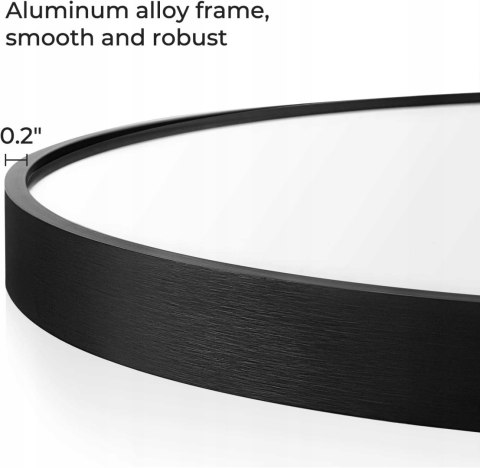 LUSTRO ŚCIENNE WISZĄCE ŁAZIENKOWE CZARNA RAMA OKRĄGŁE KOŁO 600 x 600 mm LUSTRO ŚCIENNE WISZĄCE ŁAZIENKOWE CZARNA RAMA OKRĄGŁE KOŁO 600 x 600 mm