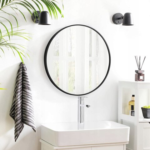 LUSTRO ŚCIENNE WISZĄCE ŁAZIENKOWE CZARNA RAMA OKRĄGŁE KOŁO 600 x 600 mm LUSTRO ŚCIENNE WISZĄCE ŁAZIENKOWE CZARNA RAMA OKRĄGŁE KOŁO 600 x 600 mm
