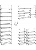 REGŁY NA BUTY ZESTAW 2 SZTUK MODUŁOWE 45 x 90 x 30 cm SZARE METAL