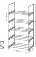 REGŁY NA BUTY ZESTAW 2 SZTUK MODUŁOWE 45 x 90 x 30 cm SZARE METAL