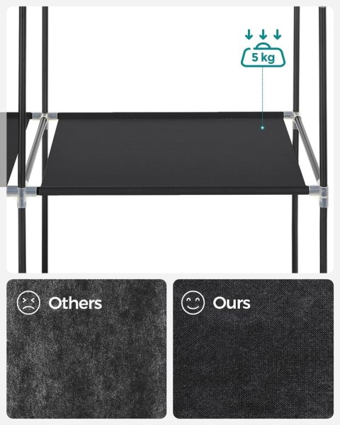 SZAFA MATERAŁOWA TEKSTYLNA MODUŁOWA 105 x 168 x 45 cm CZARNA SZAFA MATERAŁOWA TEKSTYLNA MODUŁOWA 105 x 168 x 45 cm CZARNA