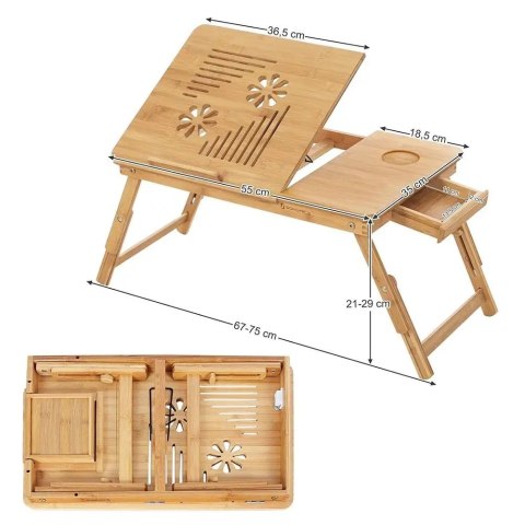 STOLIK POD LAPTOPA 55 CM BAMBUSOWY JASNY BRĄZ STOLIK POD LAPTOPA 55 CM BAMBUSOWY JASNY BRĄZ