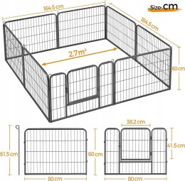 KOJEC KLATKA WYBIEG DLA PSA 164,5X60X164,5CM, 8 PANELI YAHEETECH 591435BK