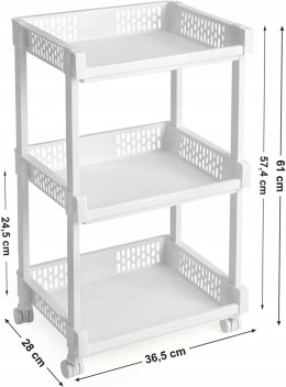 REGAŁ WÓZEK MOBILNY KUCHENNY ŁAZIENKOWY 3 poziomy BIAŁY LOFT