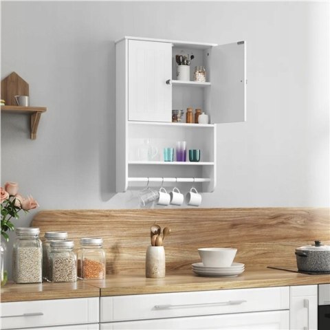 SZAFKA ŁAZIENKOWA Z DRZWIAMI I PÓŁKĄ BIAŁA YAHEETECH 592152W