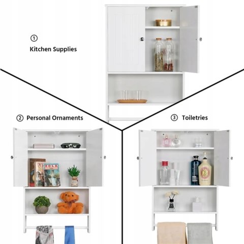 SZAFKA ŁAZIENKOWA Z DRZWIAMI I PÓŁKĄ BIAŁA YAHEETECH 592152W