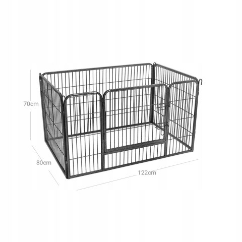 WYBIEG KLATKA DLA ZWIERZĄT SZCZENIĄT METALOWA CZARNA 80 x 122 x 70 cm WYBIEG KLATKA DLA ZWIERZĄT SZCZENIĄT METALOWA CZARNA 80 x 122 x 70 cm