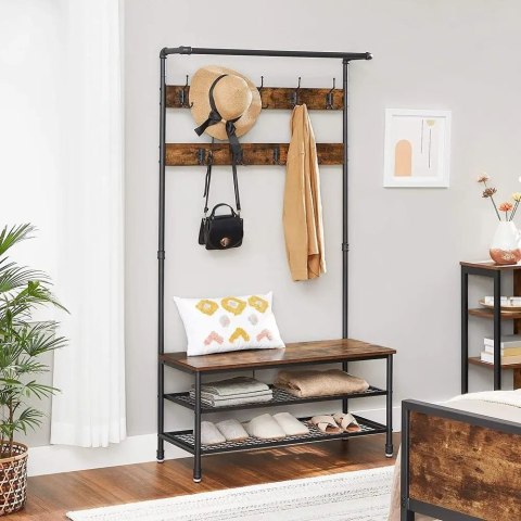 REGAŁ NA BUTY Z WIESZAKIEM RUSTYKALNY BRĄZ VINTAGE 100 x 182 x 41,5 cm LOFT REGAŁ NA BUTY Z WIESZAKIEM RUSTYKALNY BRĄZ VINTAGE 100 x 182 x 41,5 cm LOFT