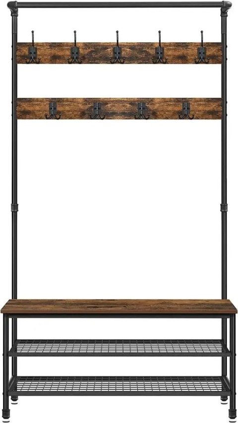 REGAŁ NA BUTY Z WIESZAKIEM RUSTYKALNY BRĄZ VINTAGE 100 x 182 x 41,5 cm LOFT REGAŁ NA BUTY Z WIESZAKIEM RUSTYKALNY BRĄZ VINTAGE 100 x 182 x 41,5 cm LOFT