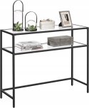 STOLIK SZKLANY KONSOLOWY BOCZNY METAL CZARNY 100 x 35 x 80cm