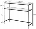 STOLIK SZKLANY KONSOLOWY BOCZNY METAL CZARNY 100 x 35 x 80cm