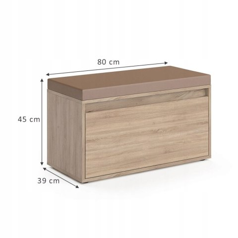 SZAFKA NA BUTY Z SIEDZISKIEM "IKER" 80 x 45 x 39cm SONOMA/BRĄZ VICCO SZAFKA NA BUTY Z SIEDZISKIEM "IKER" 80 x 45 x 39cm SONOMA/BRĄZ VICCO