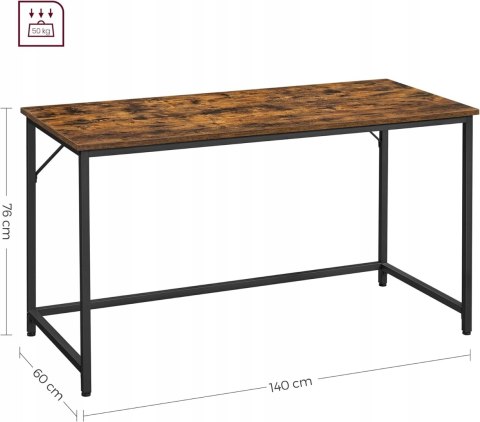BIURKO PROSTOKĄTNE SONGMICS 140 x 60 x 75 cm RUSTYKALNY BRĄZ BIURKO PROSTOKĄTNE SONGMICS 140 x 60 x 75 cm RUSTYKALNY BRĄZ