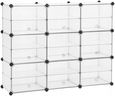 SZAFKA NA BUTY MODUŁOWY ORGANIZER 123 x 93 x 31 cm BIAŁY PRZEZROCZYSTY