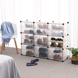 SZAFKA NA BUTY MODUŁOWY ORGANIZER 123 x 93 x 31 cm BIAŁY PRZEZROCZYSTY