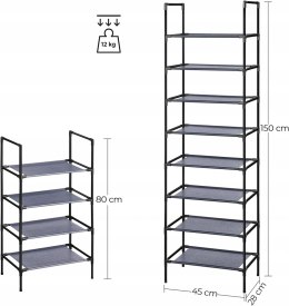 SZAFKA REGAŁ NA BUTY 2 CZĘŚCIOWY Songmics 45 x 80 x 28 cm odcienie szarości