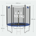 TRAMPOLINA OGRODOWA Z SIATKĄ 183 CM CZARNO NIEBIESKA 100 KG UDŹWIGU