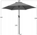 PARASOL OGRODOWY BALKONOWY SKŁADANY SZARY KLASYCZNY 611248G