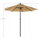 PARASOL OGRODOWY KLASYCZNY TARASOWY JASNY BRĄZ LED 300 x 245 cm