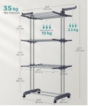 SUSZARKA NA UBRANIA STOJĄCA szara DUŻA SKŁADANA Songmics 172 cm x 47-60 cm