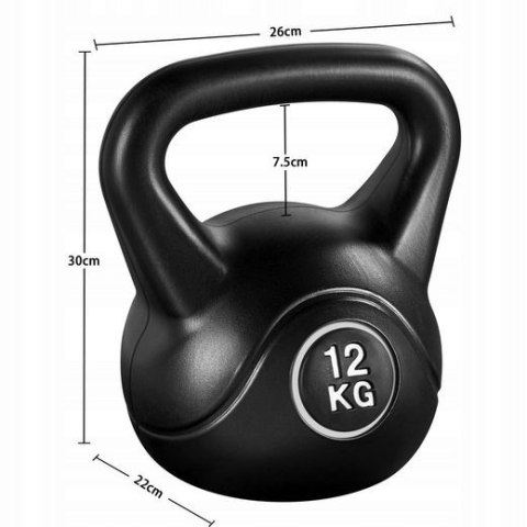 KETTLEBELLE 12 kg hantel do treningu siłowego, czarny KETTLEBELLE 12 kg hantel do treningu siłowego, czarny