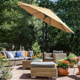 PARASOL OGRODOWY KLASYCZNY TARASOWY JASNY BRĄZ 300 x 245 cm oświetlenie LED