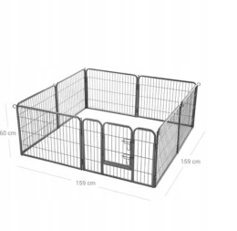 Wybieg Klatka Kojec dla psa metal 8 paneli antracyt 160 x 160 x 60 cm