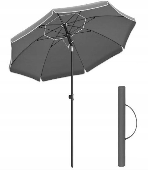 PARASOL PLAŻOWY DUŻY SKŁADANY SZARY UPF 50+ 200 x 218 cm