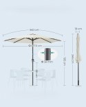 PARASOL tarasowy OGRODOWY BALKONOWY 340 CM jasny beż duży