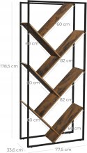 REGAŁ INDUSTRIALNY NOWOCZESNY Vasagle 76,3x178,5x33,6cm rustykalny brąz