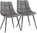 ZESTAW 2 KRZESEŁ Songmics welur odcienie szarości