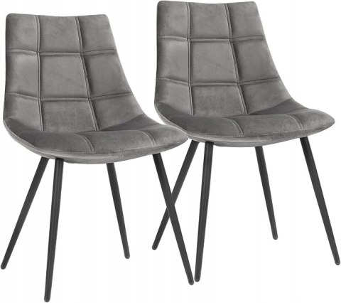 ZESTAW 2 KRZESEŁ Songmics welur odcienie szarości