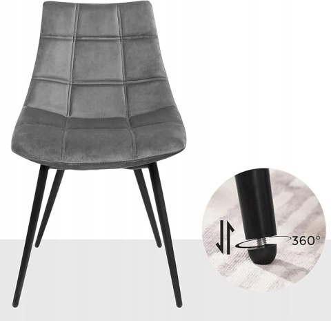 ZESTAW 2 KRZESEŁ Songmics welur odcienie szarości