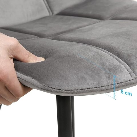 ZESTAW 2 KRZESEŁ Songmics welur odcienie szarości