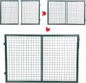BRAMA OGRODOWA podwójna ze słupkami zamykana 310 x 100 cm zielona