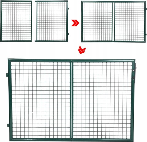 BRAMA OGRODOWA podwójna ze słupkami zamykana 310 x 100 cm zielona BRAMA OGRODOWA podwójna ze słupkami zamykana 310 x 100 cm zielona